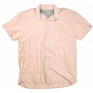 Bruno Positano Washable Linen Pastel Pink Button Up S/Sleeve Shirt Men's Size L